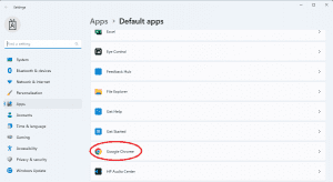 Screenshot of Windows 11 desktop window for default apps settings. 